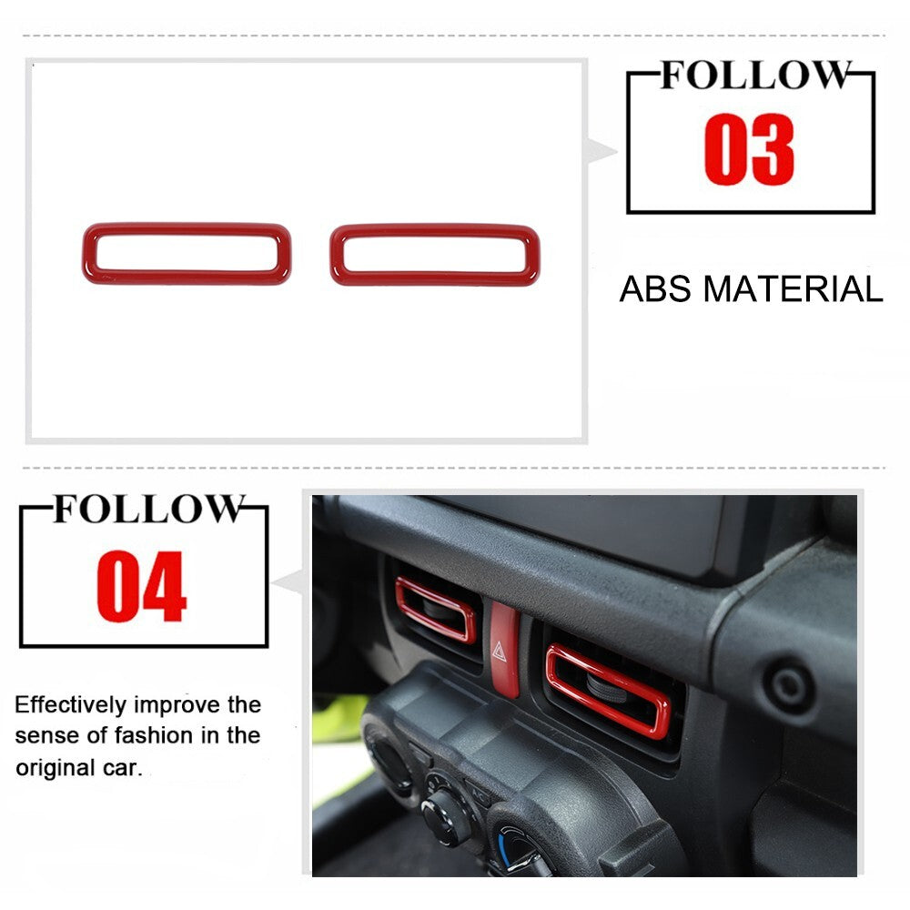 Red Central Air Conditioner Vent Outlet Cover Trim for Suzuki for Jimny 2019-2023