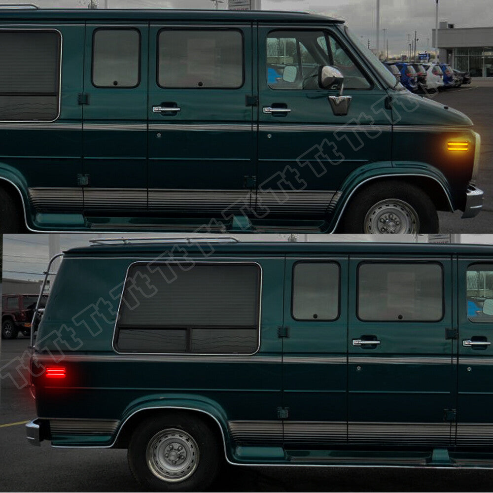 Front and rear LED side marker light kit for 1985-1995 for Chevrolet G10, G20, for GMC,G1500, and G2500.