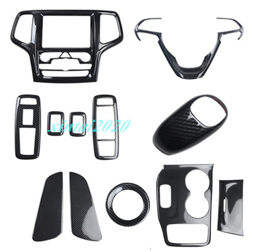 12PCS for Jeep Grand Cherokee 2014-2015 Carbon Fiber Car Interior Kit Cover Trim