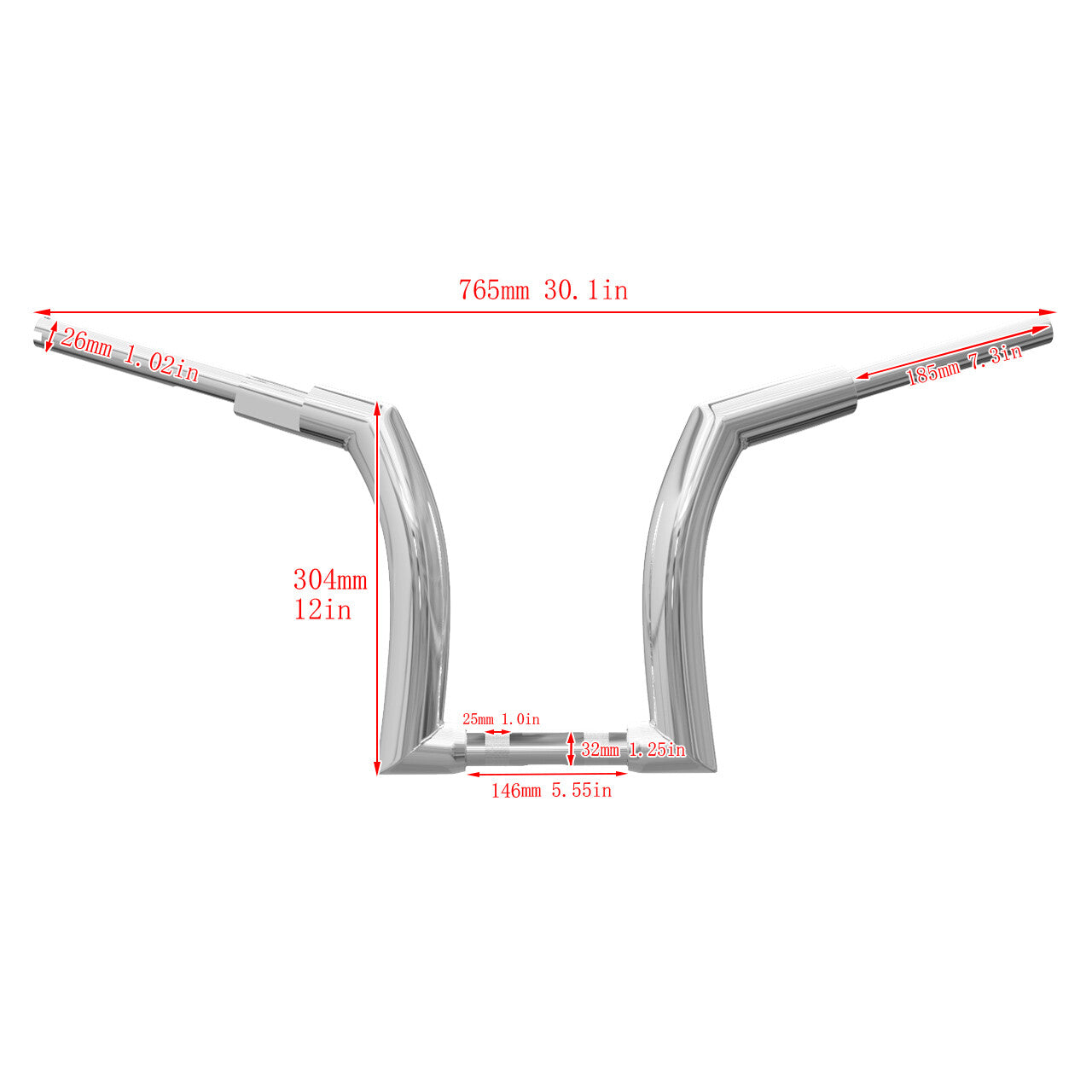 Chrome 12 Ape Hanger Handlebar 1.25 Rise for Harley Street Electra Glide 00-13