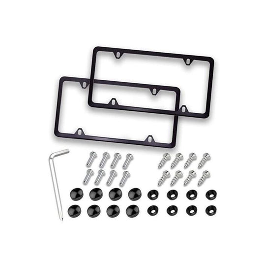 Car license plate frame cover cap, trunk ultra-thin metal black, suitable for Audi