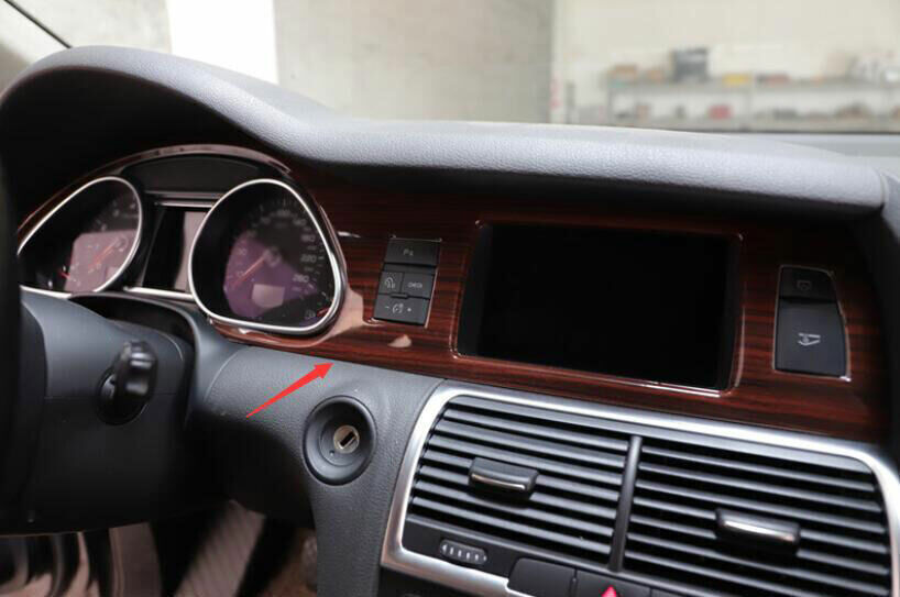 for Audi Q7 2006-2015 Wood Grain Inner Dashboard Instrument Cover Frame Trim 1P