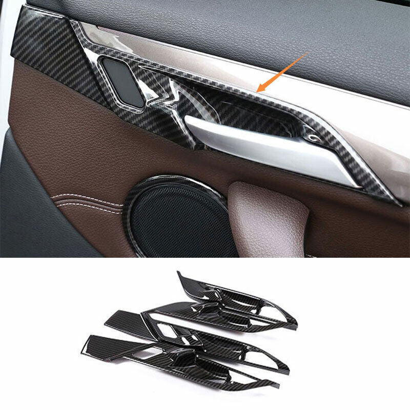 for BMW X1 F48 2016-22 ABS Carbon Fiber Interior Door Handle Bowl Cover Trim 4P