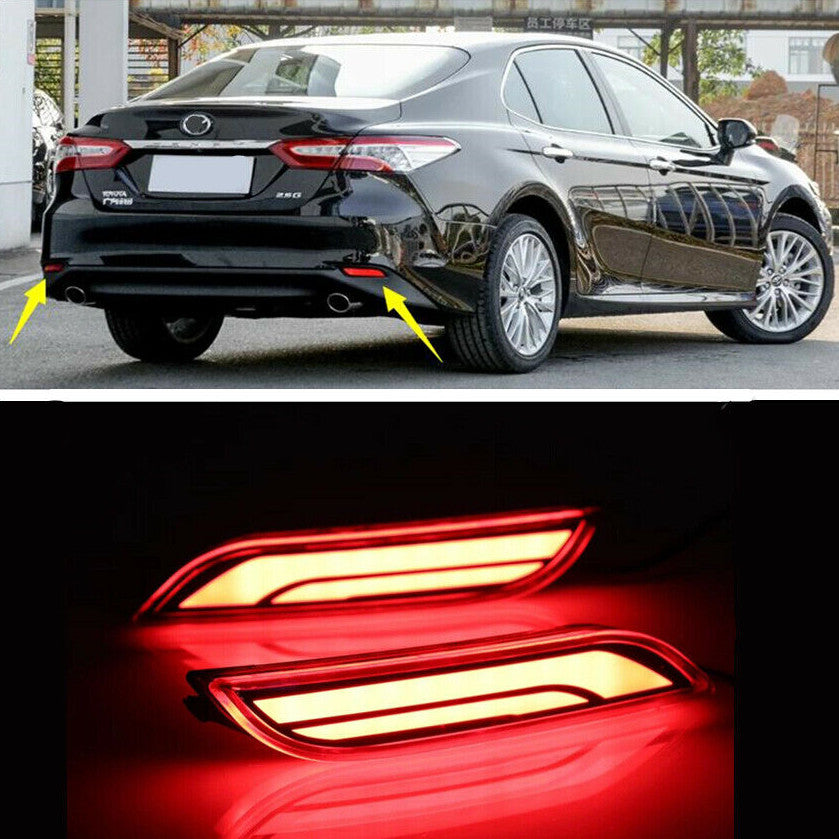 for Toyota for Camry 2018-2023 Red Lens LED Rear Fog Light Tail Bumper Light Sets