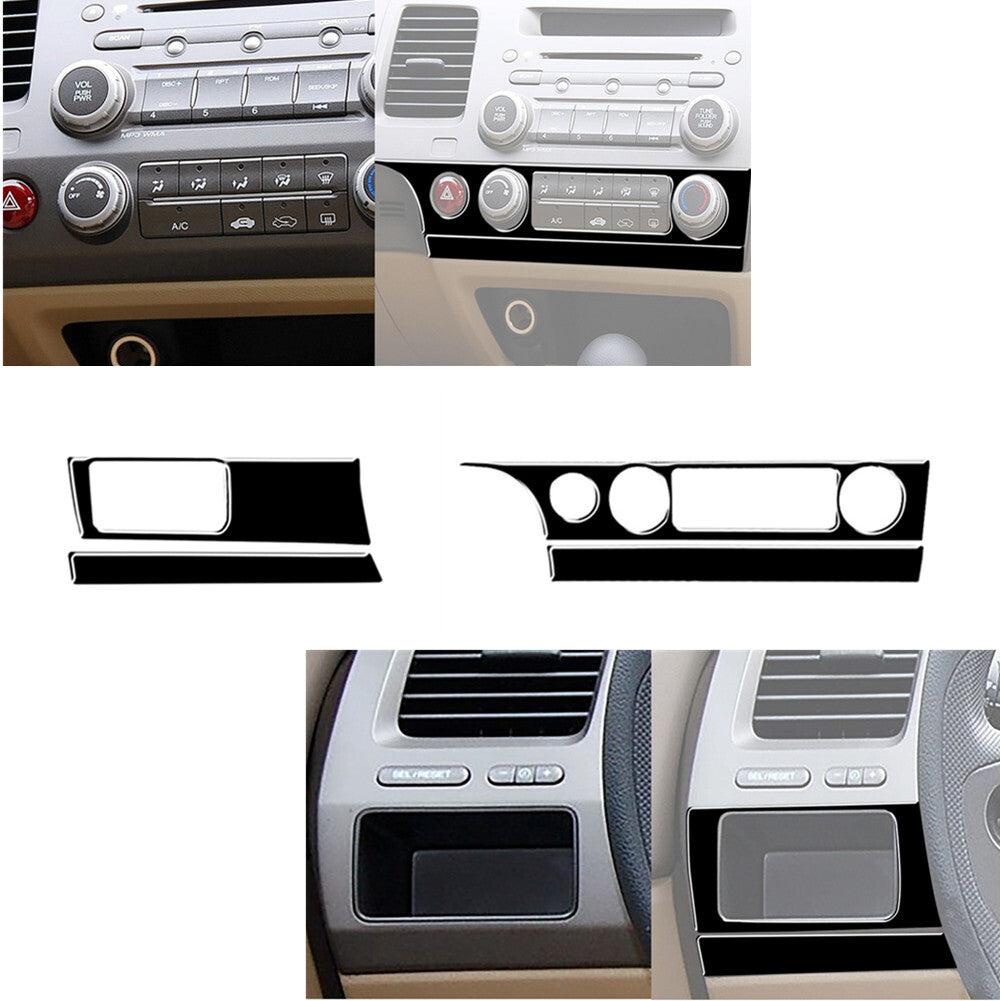 Piano Black Headlight Switch & A/C Panel Cover Trim for Honda for Civic 8th 2006-11