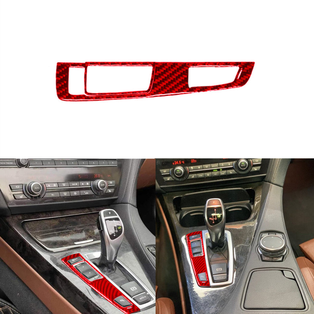 Red Carbon Fiber Gear Shift Button Interior Trim for BMW 6Series F12 F13 2011-18