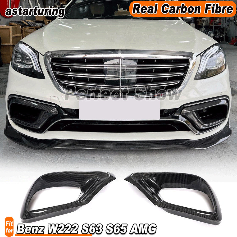 for Benz W222 S63 S65 2018-22 Real Carbon Fiber Front Bumper Air Vent Cover