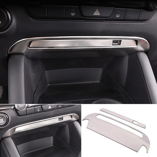 Matte Silver Inner Dashboard Console USB Cover Trims for Mazda 3 Axela 2019-2022