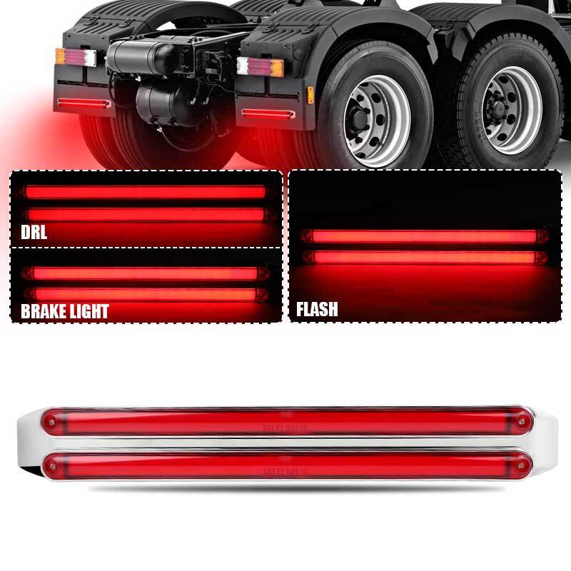 1X LED Chrome Red Strip Truck Trailer RV Rear Stop Turn Tail Brake Light Bar DRL