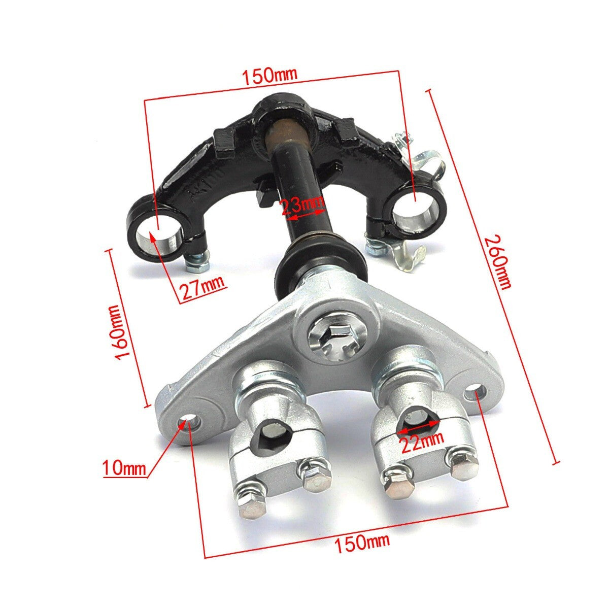The three-bar clamp for the front fork is suitable for Yamaha PW50 Dirt Pit bicycles and CRF50 70cc 90cc 110cc.