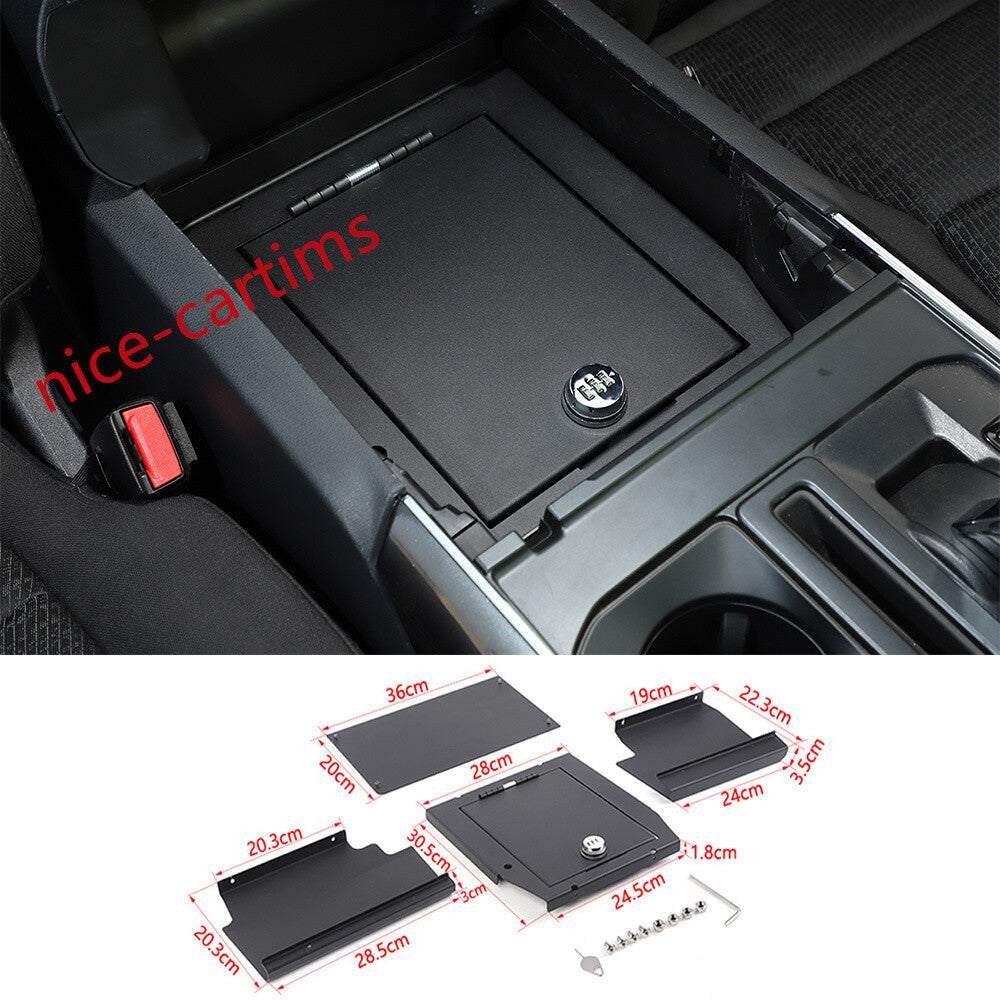 Alloy/Iron Black Center Console Armrest Box Safety Cover Kit for Ford F150 2021+