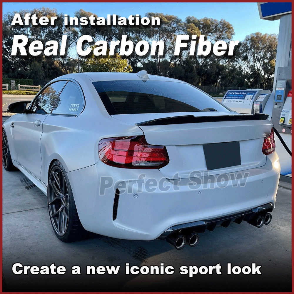 for BMW 2 Series F22 F87 M2 14-19 REAL CARBON FIBRE Rear Trunk Lip Spoiler Wing