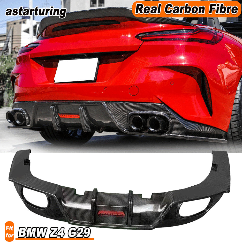 Fit for BMW Z4 G29 M40i 2019-24 Real Carbon Fiber Rear Bumper Lip Diffuser W/LED