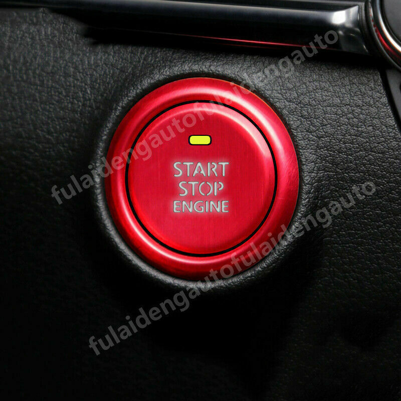 Red Interior Engine Start Push Button Cover&Ring Trim 2pc for Mazda 3 2019-2022