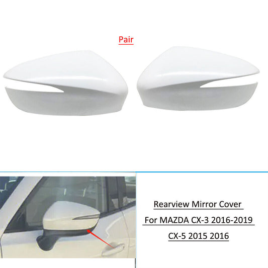 Pair Door Wing Rearview Mirror Cover Cap for MAZDA CX-3 2016-2019 CX-5 2015 2016