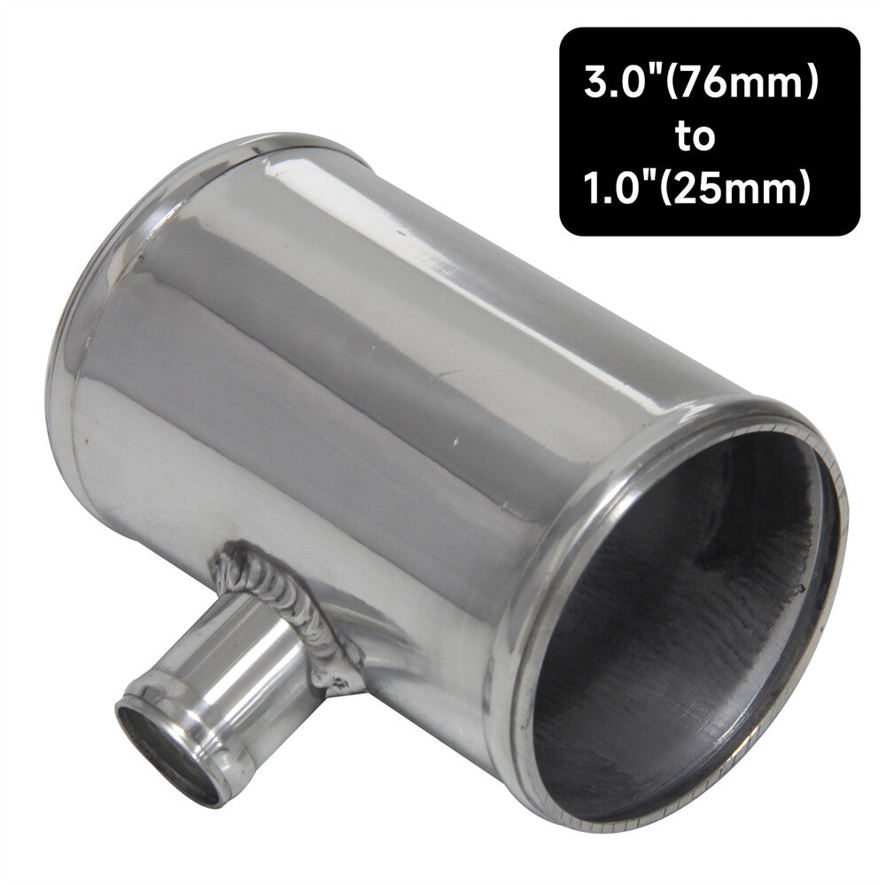 3 76mm Blow Off Valve Adapter Aluminum T-Pipe Shape Tube for 25mm ID BOV Silver