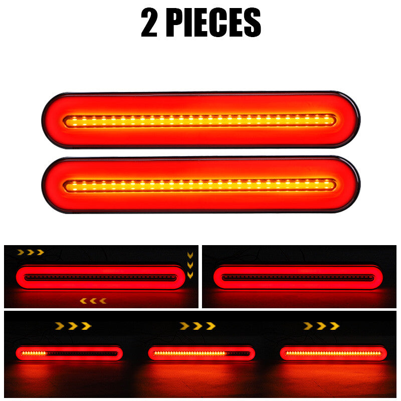2X LED 9 Brake Flowing Turn Signal Tail Lights Stop DRL Red/Amber Truck Trailer