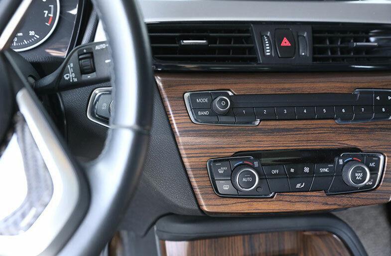 for BMW X1 F48 2016-2021 Pine Wood Grain Console CD Button Control Frame Trim