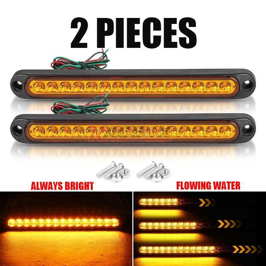 2X 15 LED Flowing Turn Signal Brake Rear Tail Light Bar Trailer Truck Stop Amber