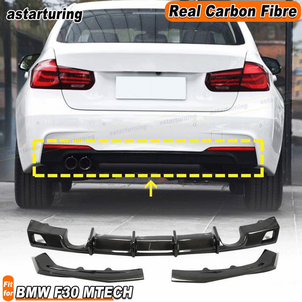 for BMW F30 3 Series M Tech 14-18 REAL Carbon Rear Bumper Diffuser Splitter Lip