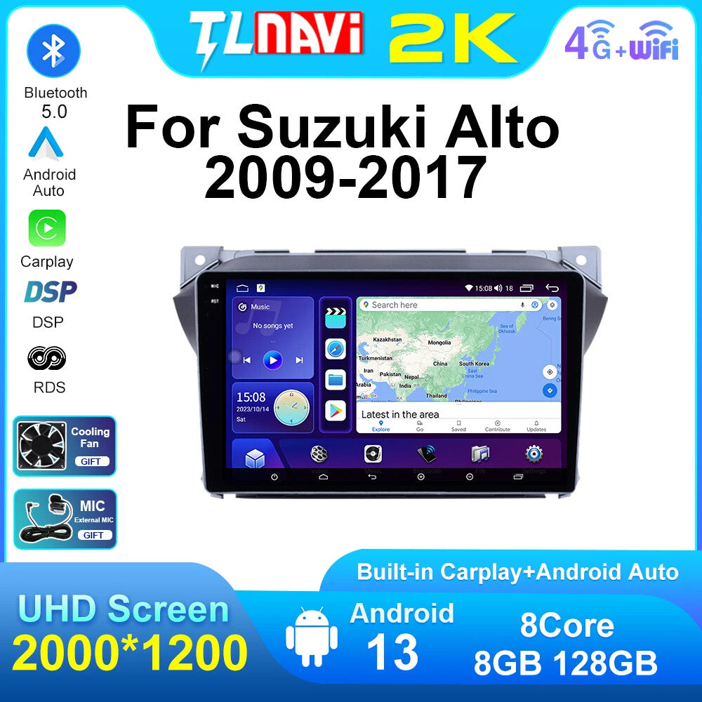 for Suzuki Alto 2009-2017 Android CarPlay Car Radio GPS Multimedia Player Screen
