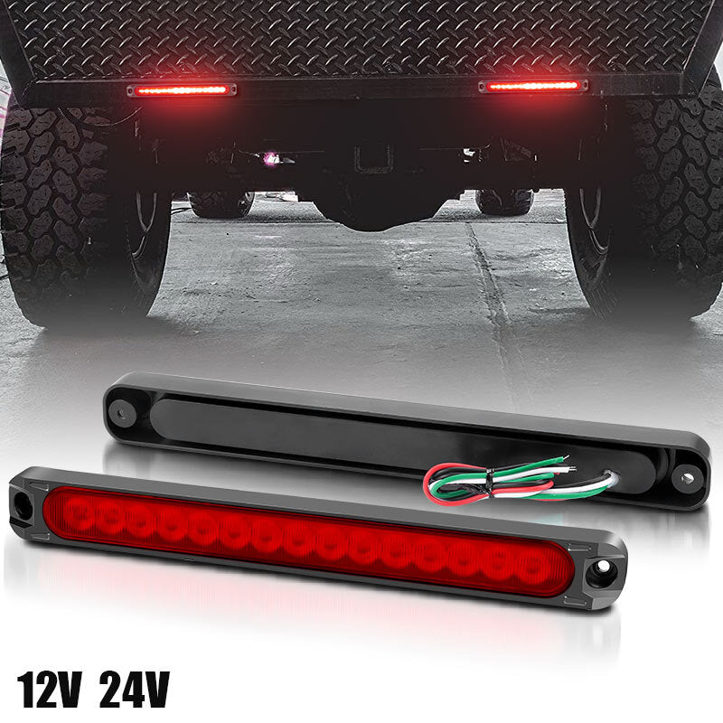 2X 10 Truck Trailer 15LED Stop Turn Rear Tail Brake Light Bar Strip Flowing Red