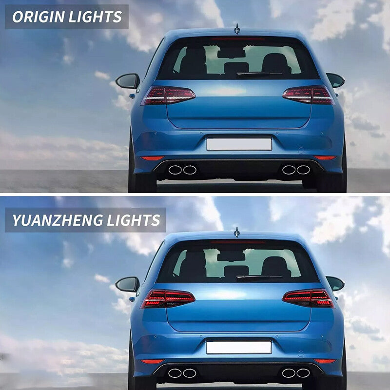 LHRH LED red taillights for Volkswagen for Golf 7 MK7/7.5 GTI 2013-2019 with 4-piece sequential assembly.
