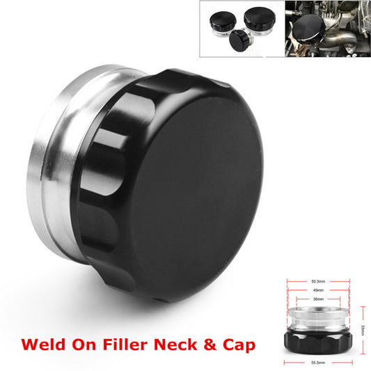 2 50.8mm ID aluminum weld filler neck and cap for oil fuel water tanks - Black