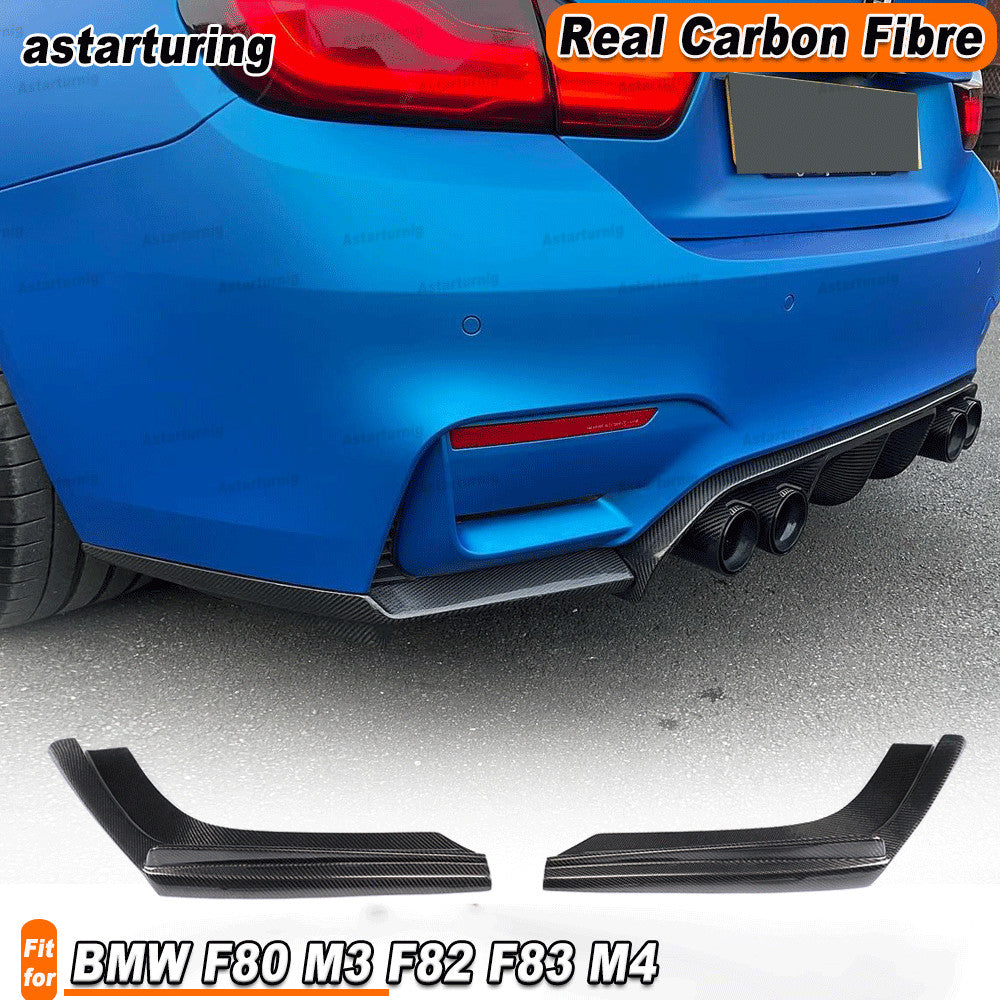 REAL CARBON Rear Bumper Spoiler Splitter Flaps for BMW F80 M3 F82 F83 M4 2015-19
