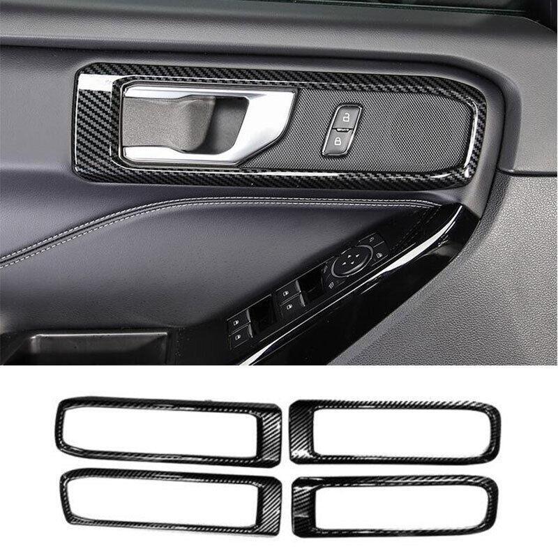 for Ford Explorer 2020-2022 ABS Carbon Fiber Inner Door Handle Frame Trim 4PCS