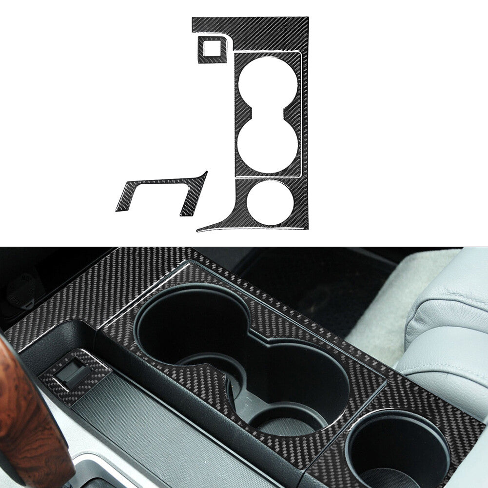4Pcs Console Cup Slot Frame Panel Trim Carbon Fiber for Toyota Tundra 2007-2013