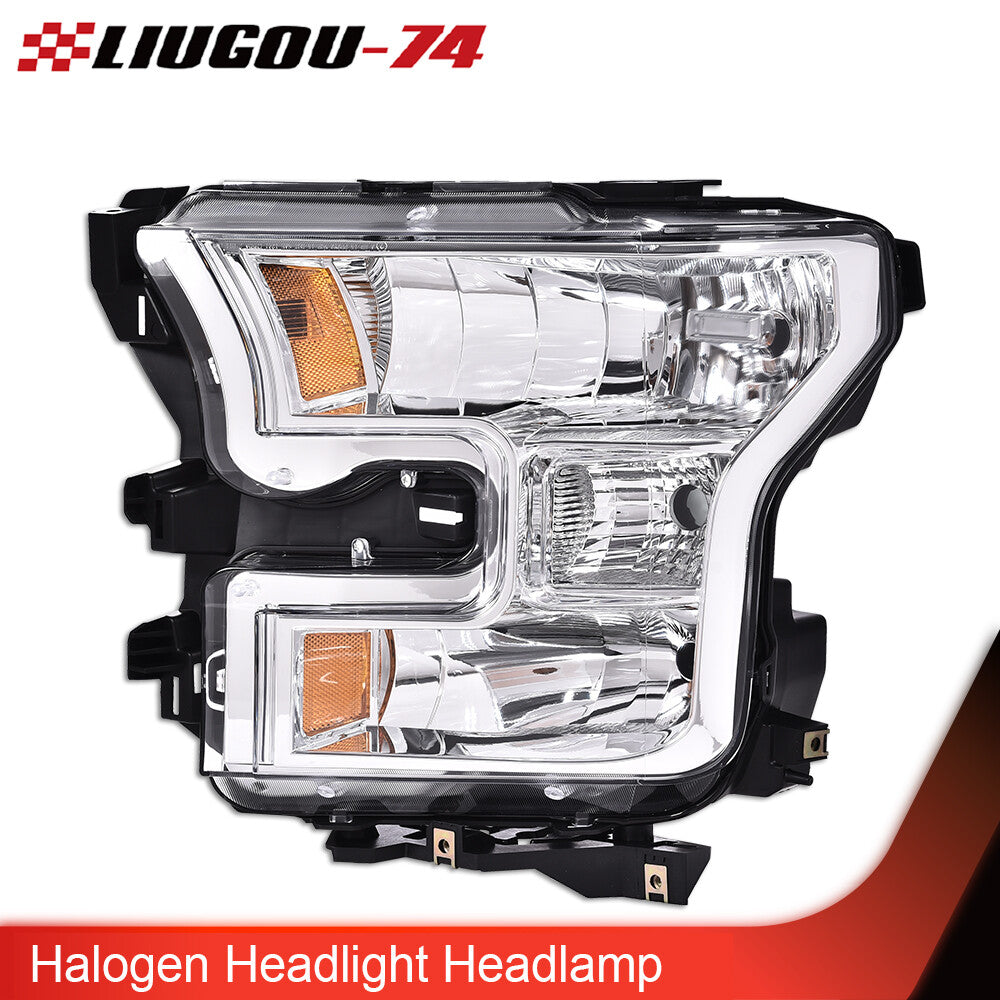 Amber headlights, chrome headlights (LH), driver's side, suitable for 2015-2017 for Ford F-150s.