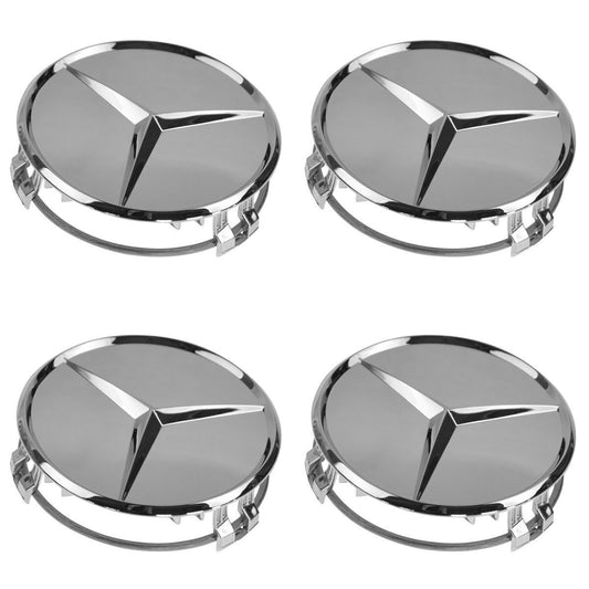 Equipment Manufacturer Wheel Center Cover with Raised Star 4-Piece Chrome Alloy Set for Mercedes-Benz 66470207