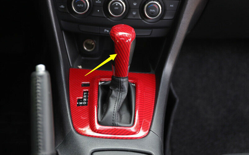 for Mazda 6 Atenza 2014-2016 Carbon Fiber Red Console Gear Shift Knob Cover Trim