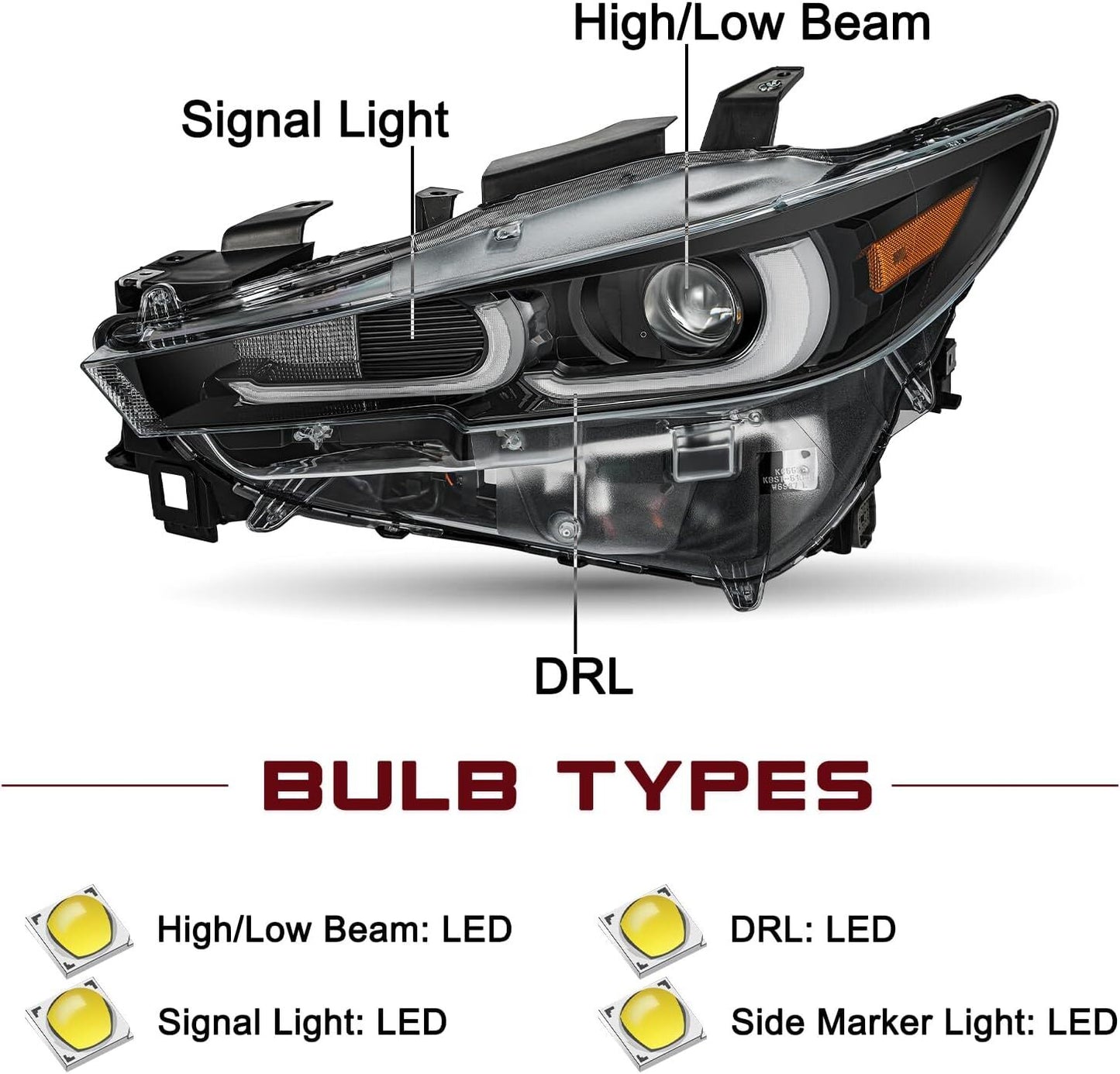 Front Left LED Headlight For 2022 2023 2024 for Mazda CX-5 FULL W/ AFS Headlamp LH