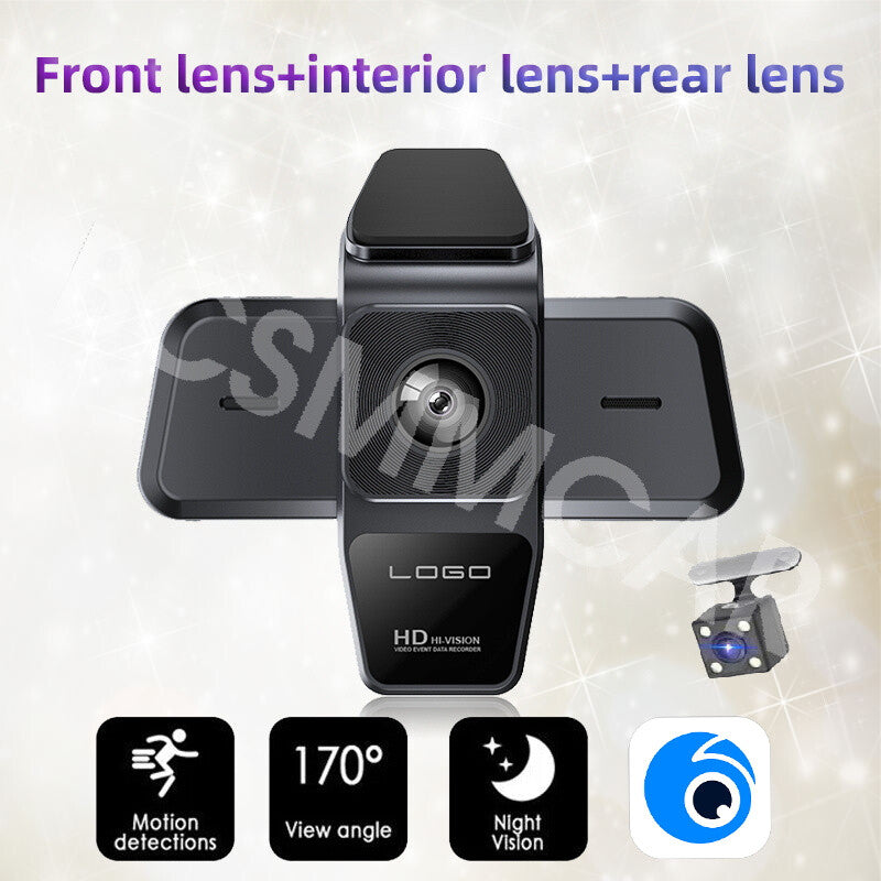 3 Lens WIFI Car Rear View Dash Cam Front/Inside/Rear Video Recorder Night Vision