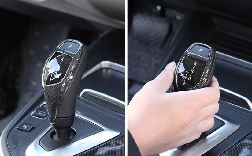 1P Dry Carbon Fiber Console Gear Shift Knob Cover Trim for BMW X5 X6 F15 2014-18