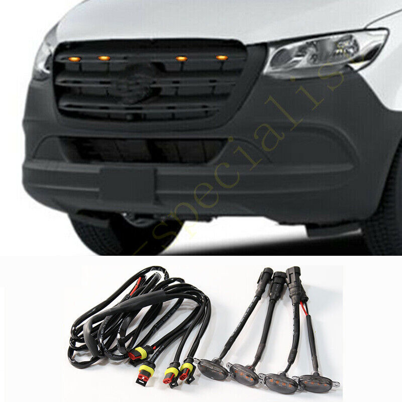 for Benz Sprinter 2500 17-24 smoke Style Front Grill LED Marker Light Kit