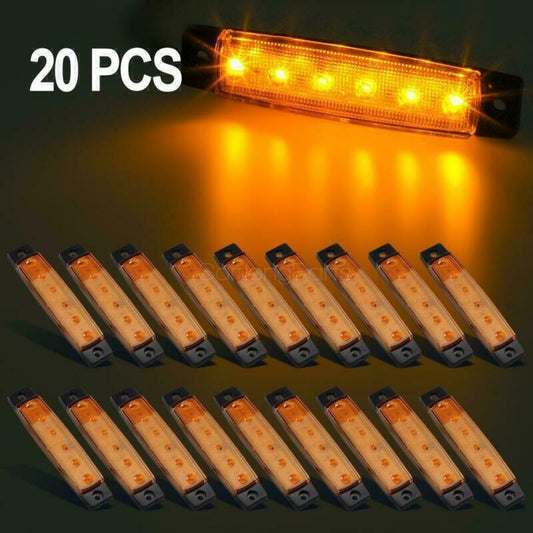 20Pcs Amber 6 LED Sealed Side Marker Clearance Light For Truck Trailer Lorry Bus