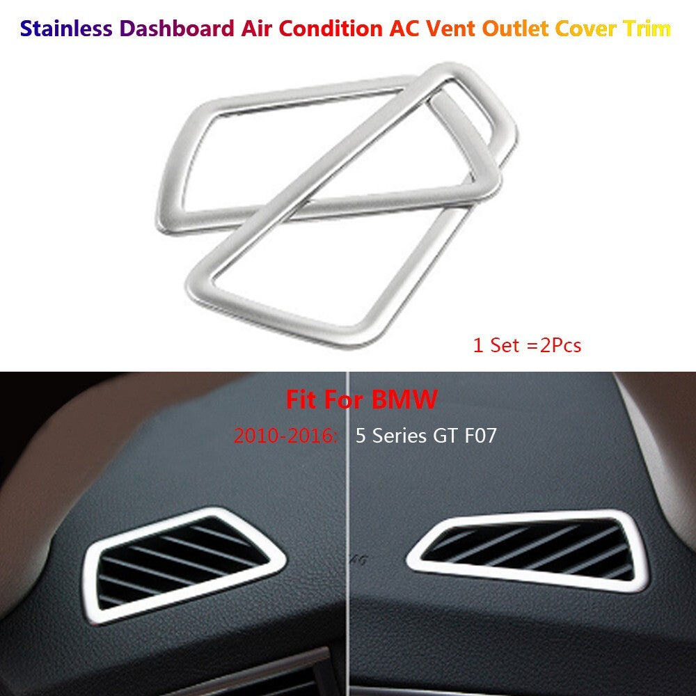 2x Stainless for BMW 5 Series GT F07 Car Dashboard AC Air Vent Outlet Cover Trim