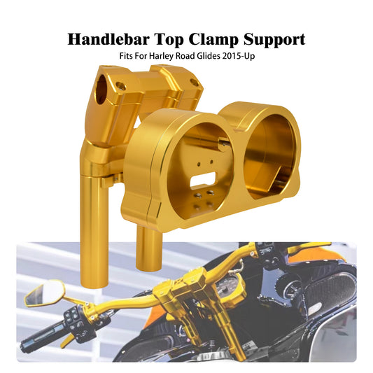 10 Gold Risers Clamp Gauge Housing for Harley 1.25 Handlebar Road Glide 15-23