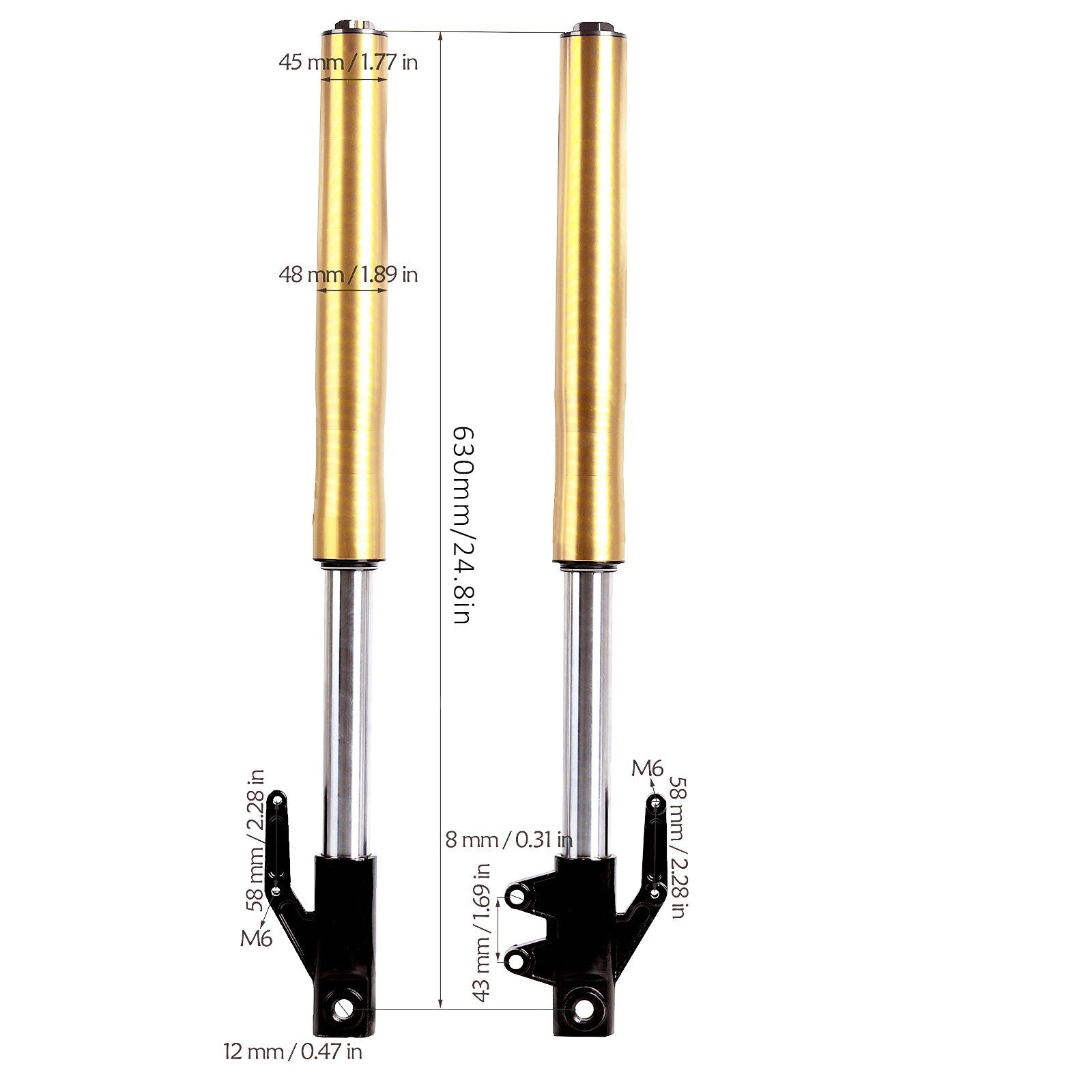Front fork, three-tree disc brake kit, 14-inch wheels, 60/100-14 tires, grooved bike