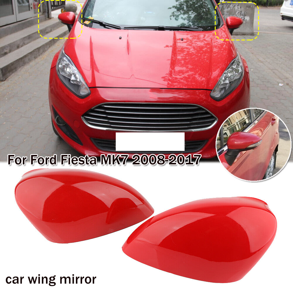 2x Rearviwe Wing Mirror Door Cap Cover For 2008-2017 for Ford Fiesta MK7 Red UK