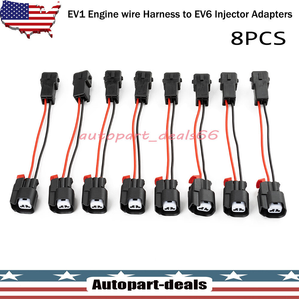 8Pcs LS1 LS6 LT1 EV1 Engine wire Harness to LS2 LS3 LS7 EV6 Injector Adapters