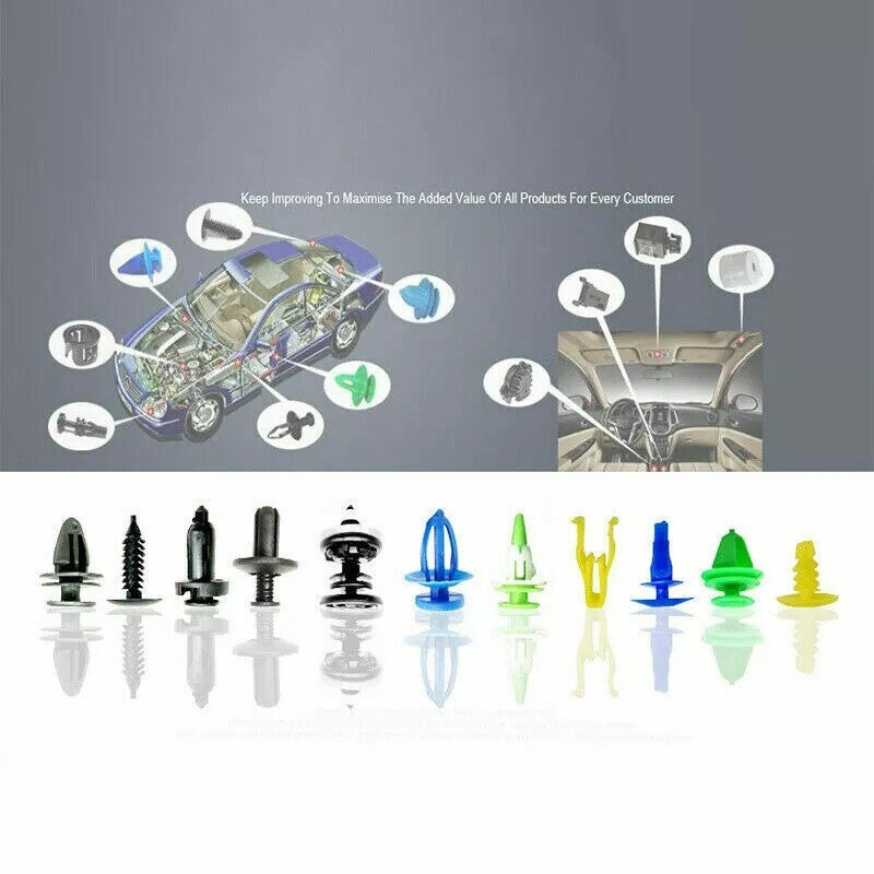 500PCS Car Retainer Clips Auto Fastener Car Body Push Trim Pin Rivet Bumper Kits