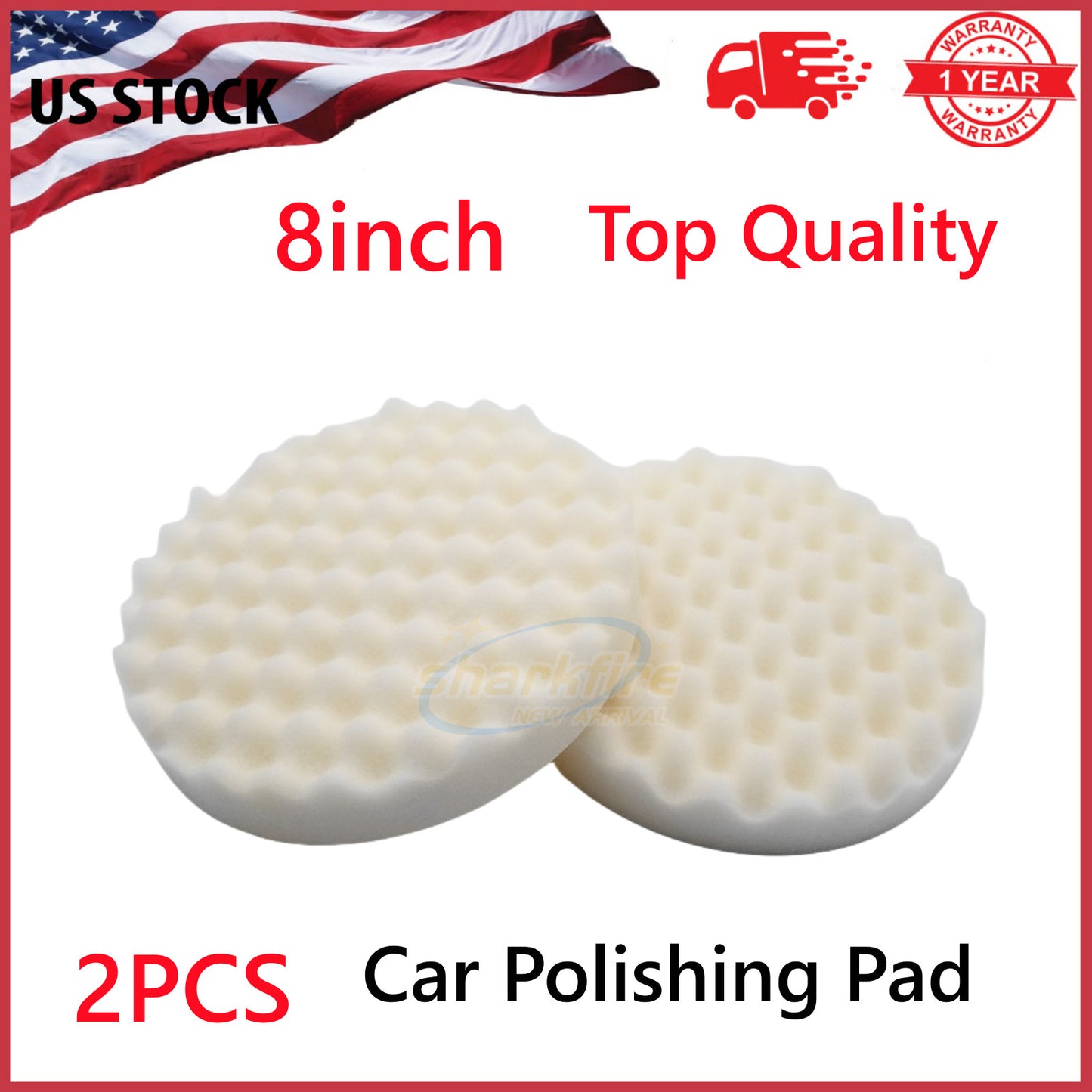 8-inch Highest Performance Waffle Foam Pad Polished Cushion Hook and Loop 2-Piece