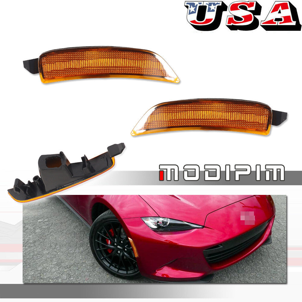 2-Piece Amber Front Marker Light Housing Kit for Mazda MX-5 Miata 2016-2022