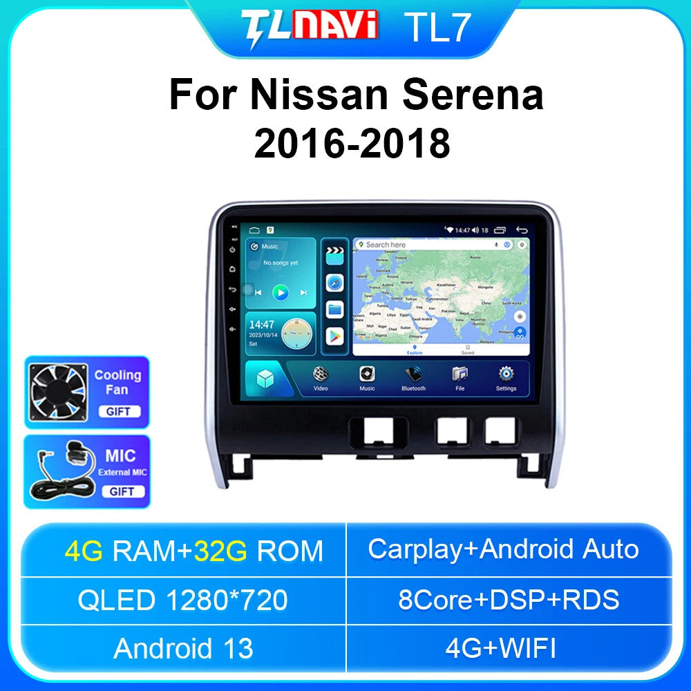 for Nissan Serena 2016-2018 Android Auto CarPlay Car Radio GPS Player Screen DSP