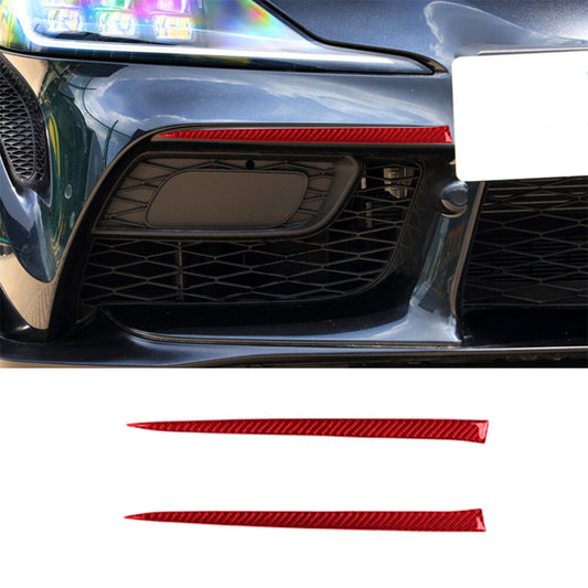2x Red Carbon Fiber Front Face Bumper Cover Trim for Toyota Supra A90 2019-2022