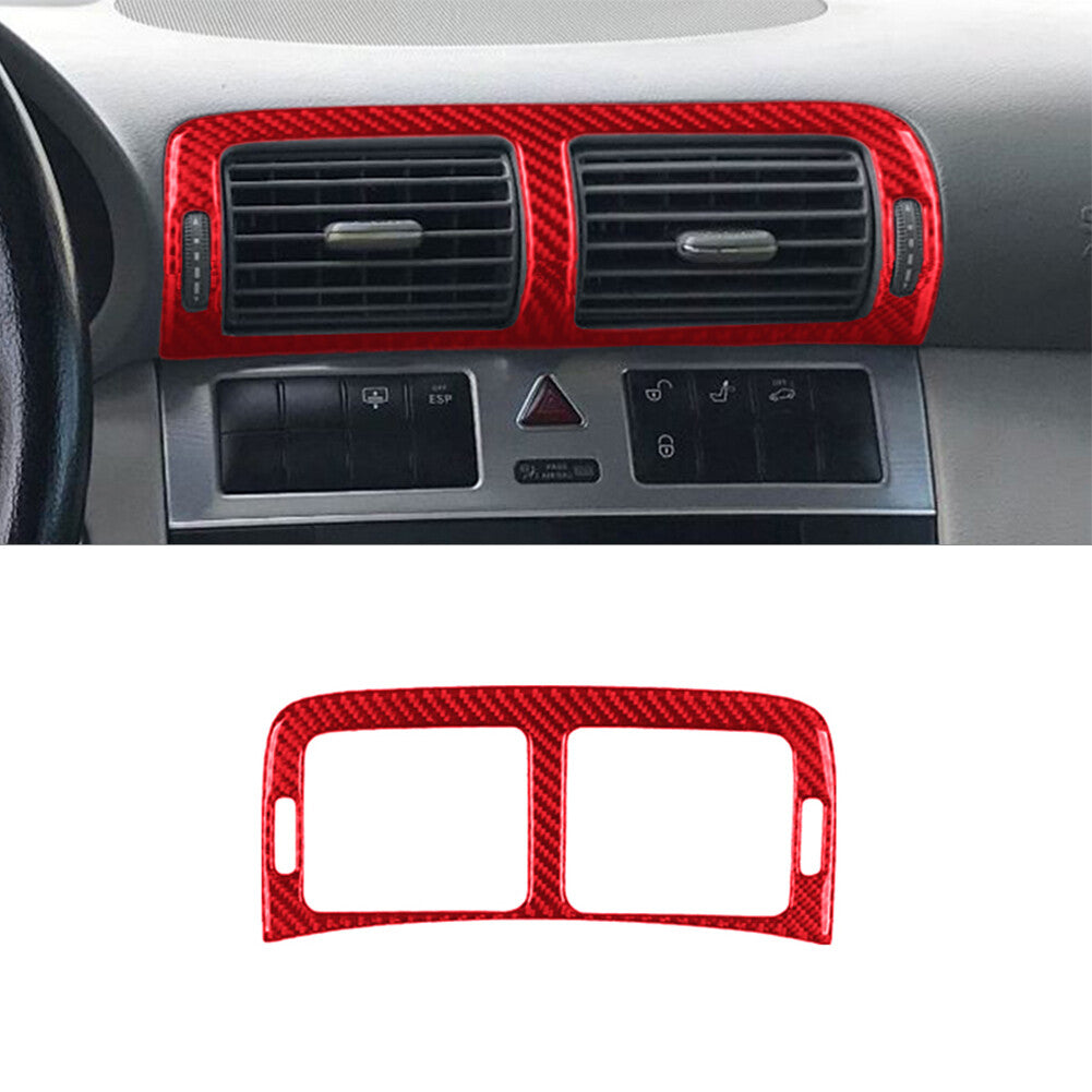 Red Carbon Fiber Interior Center Air Vent Cover Trim for Mercedes-Benz W203